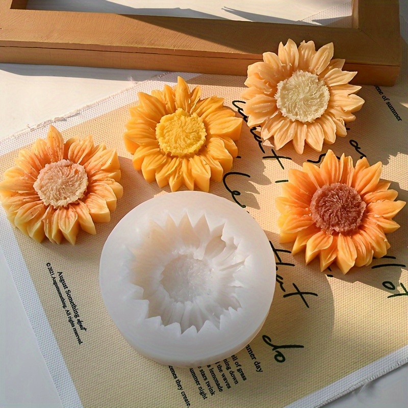 Soap Making Molds - แม่พิมพ์ซิลิโคนรูปดอกทานตะวัน 3 มิติ สีสันสดใส สำหรับเทียนและสบู่ -