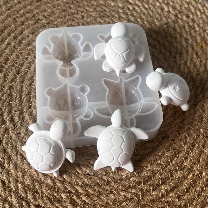 Soap Making Oven - แม่พิมพ์ซิลิโคนรูปเต่าสี่ตัว สำหรับทำของตกแต่งรูปหัวใจ ดาว เปลือกหอย แม่พิมพ์เรซิ่นอีพ็อกซี่ แม่พิมพ์สบู่เทียนหอมรูปสัตว์