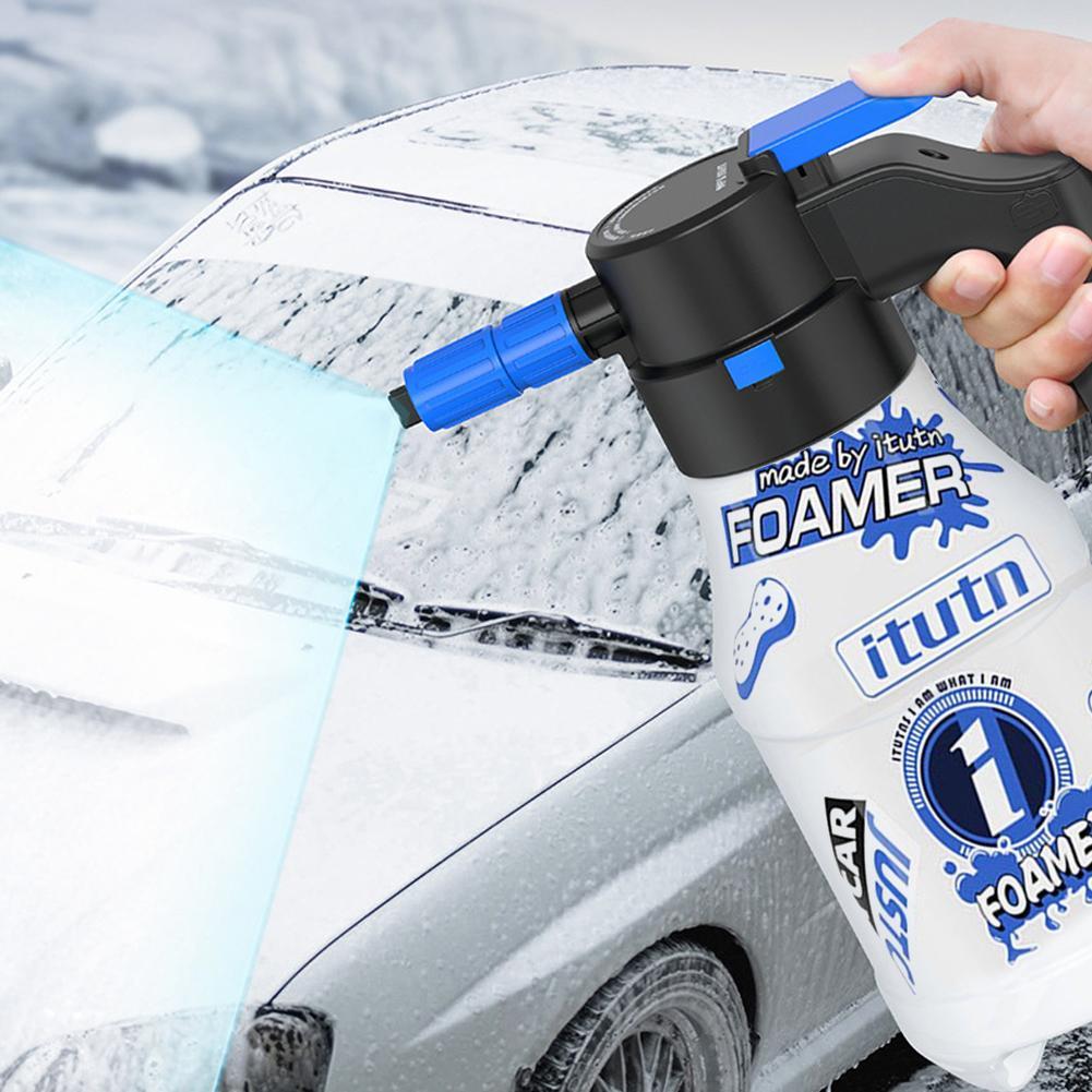 Soap Making Foam - เครื่องพ่นโฟมไฟฟ้าสำหรับล้างรถ เครื่องสร้างโฟมหิมะอัตโนมัติแบบใช้แบตเตอรี่ เครื่องพ่นสบู่แรงดันสูงสำหรับดูแลรถยนต์