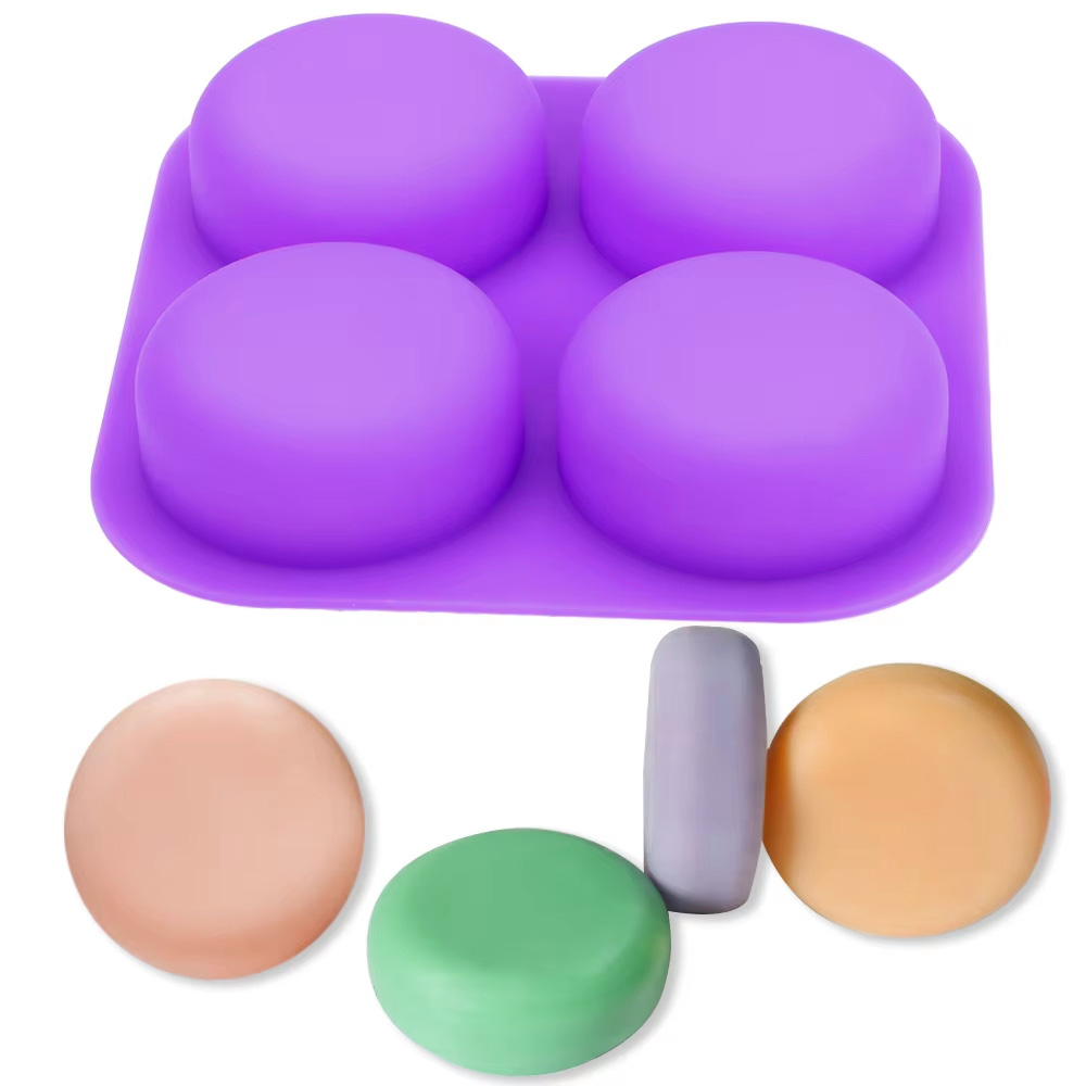 Soap Making Equipment - 1-2 ชิ้น แม่พิมพ์ซิลิโคนทรงกลม 4 ช่อง ใช้ซ้ำได้