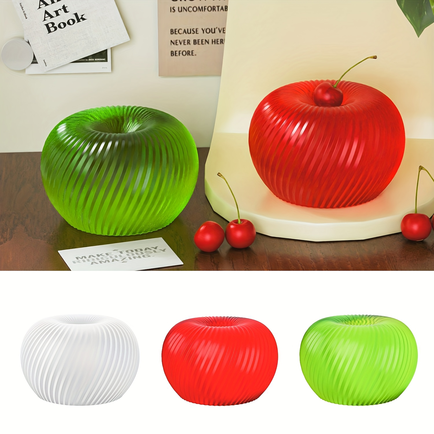 Soap Making Molds - แม่พิมพ์ซิลิโคนรูปแอปเปิ้ลสีแดงสุดอินเทรนด์ เหมาะสำหรับทำสบู่ เทียน และงานปั้นดินปูน ทำความสะอาดง่าย